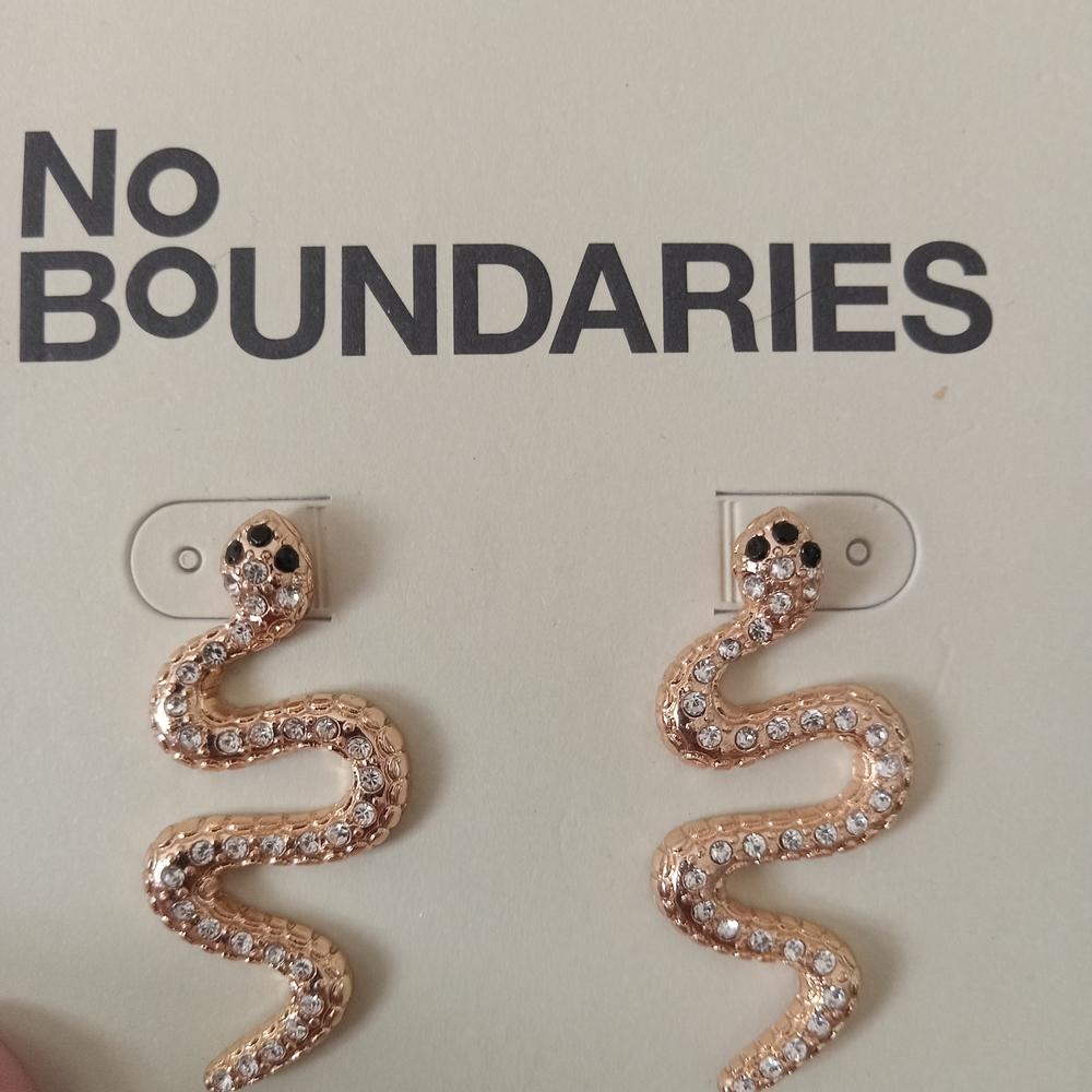 No Boundaries Gold Serpentine Earrings with Crystals